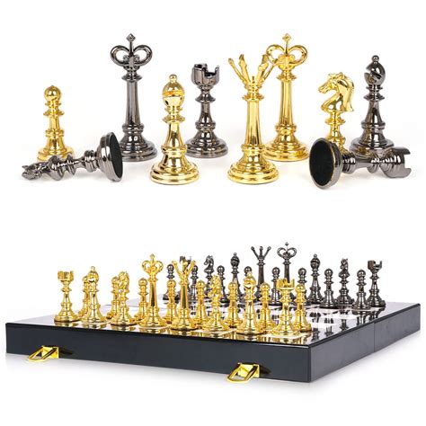 Metal Chess Set and Checkers Game Set 15 inch (2 in 1)